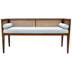 1950s Walnut Window Bench Attributed to Edward Wormley for Dunbar