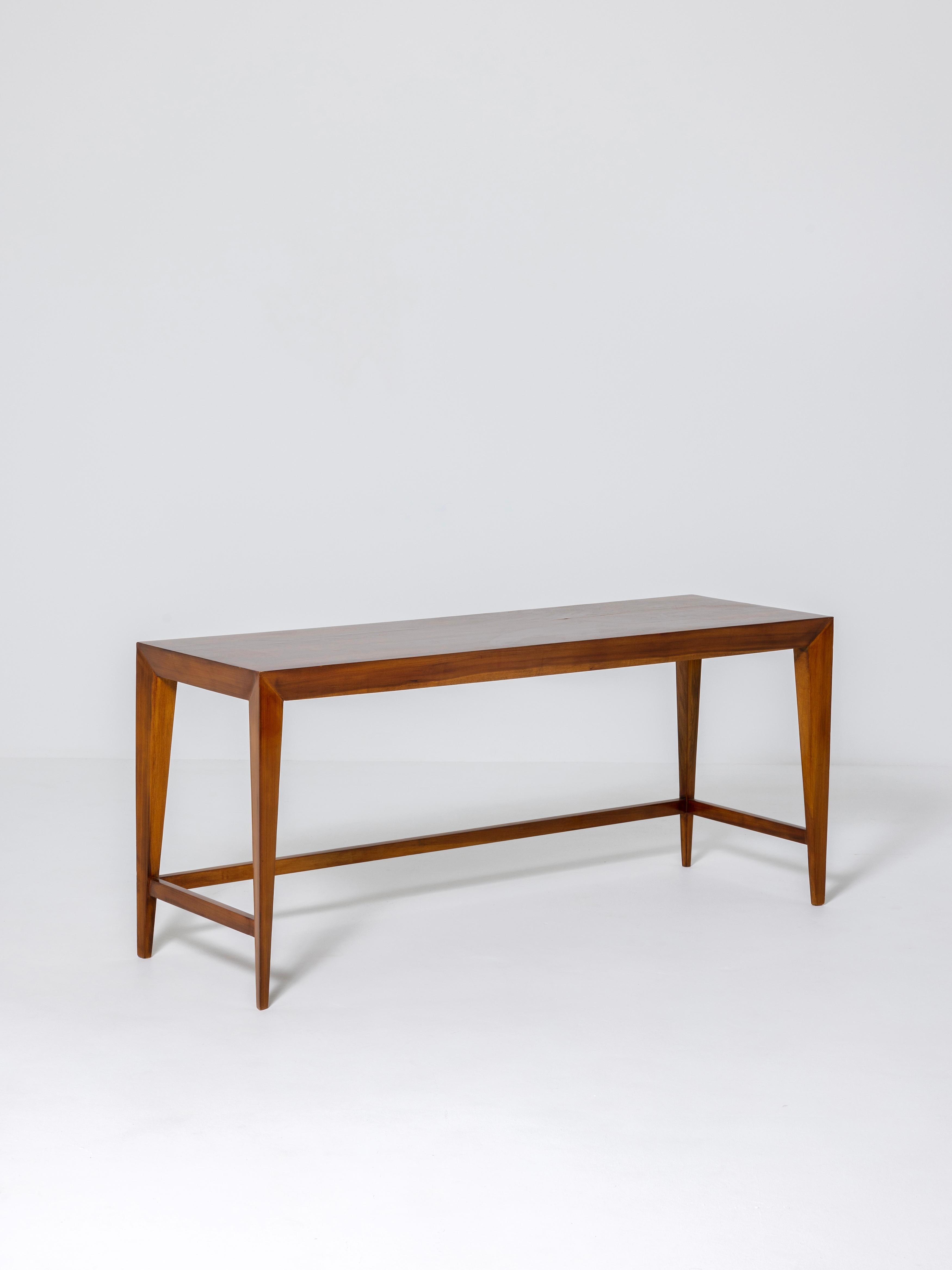 Varnished 1950’s Walnut Wood Console by Silvio Cavatorta, Italy For Sale