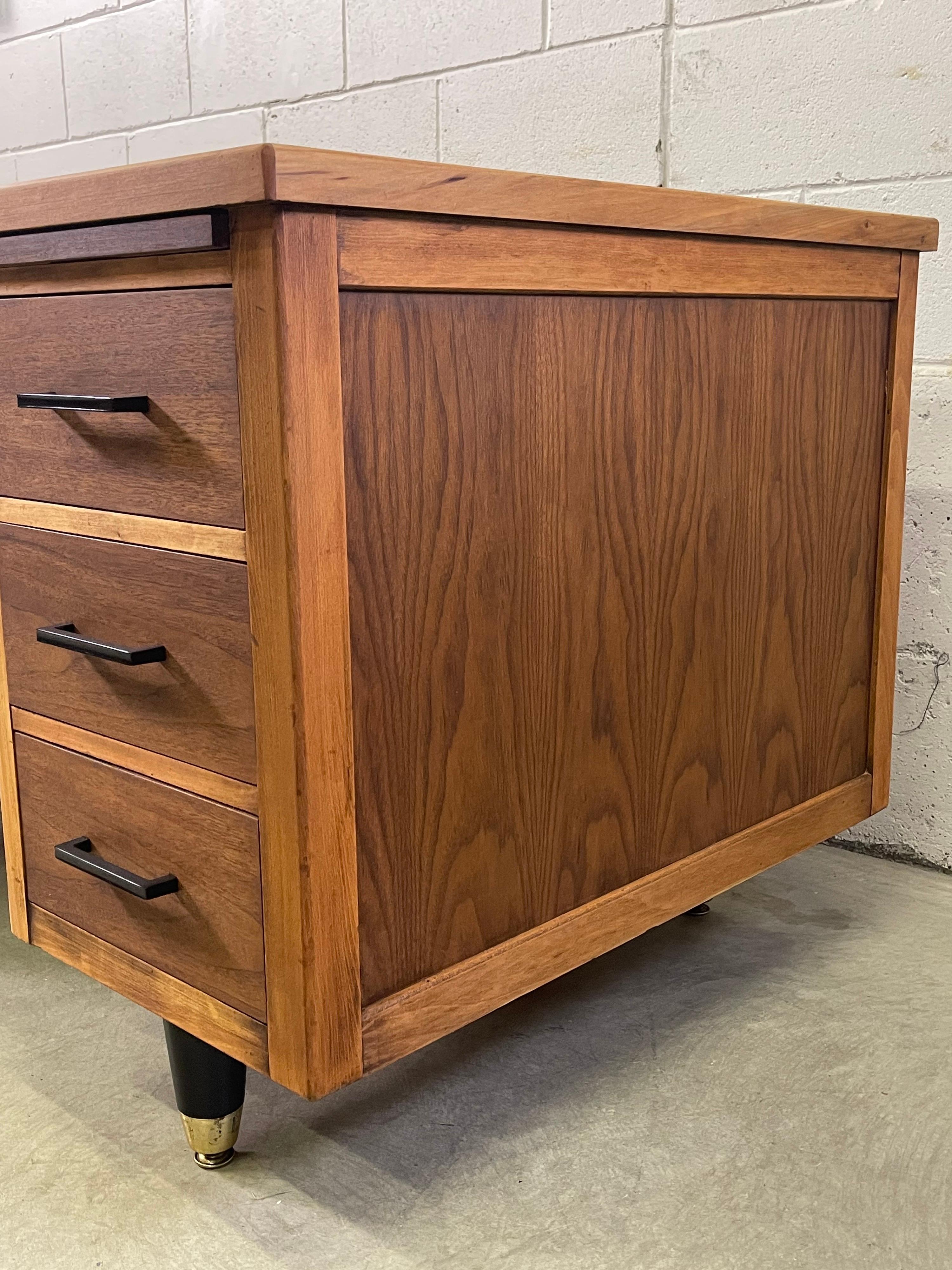1950s Walnut Wood Tanker Desk 5