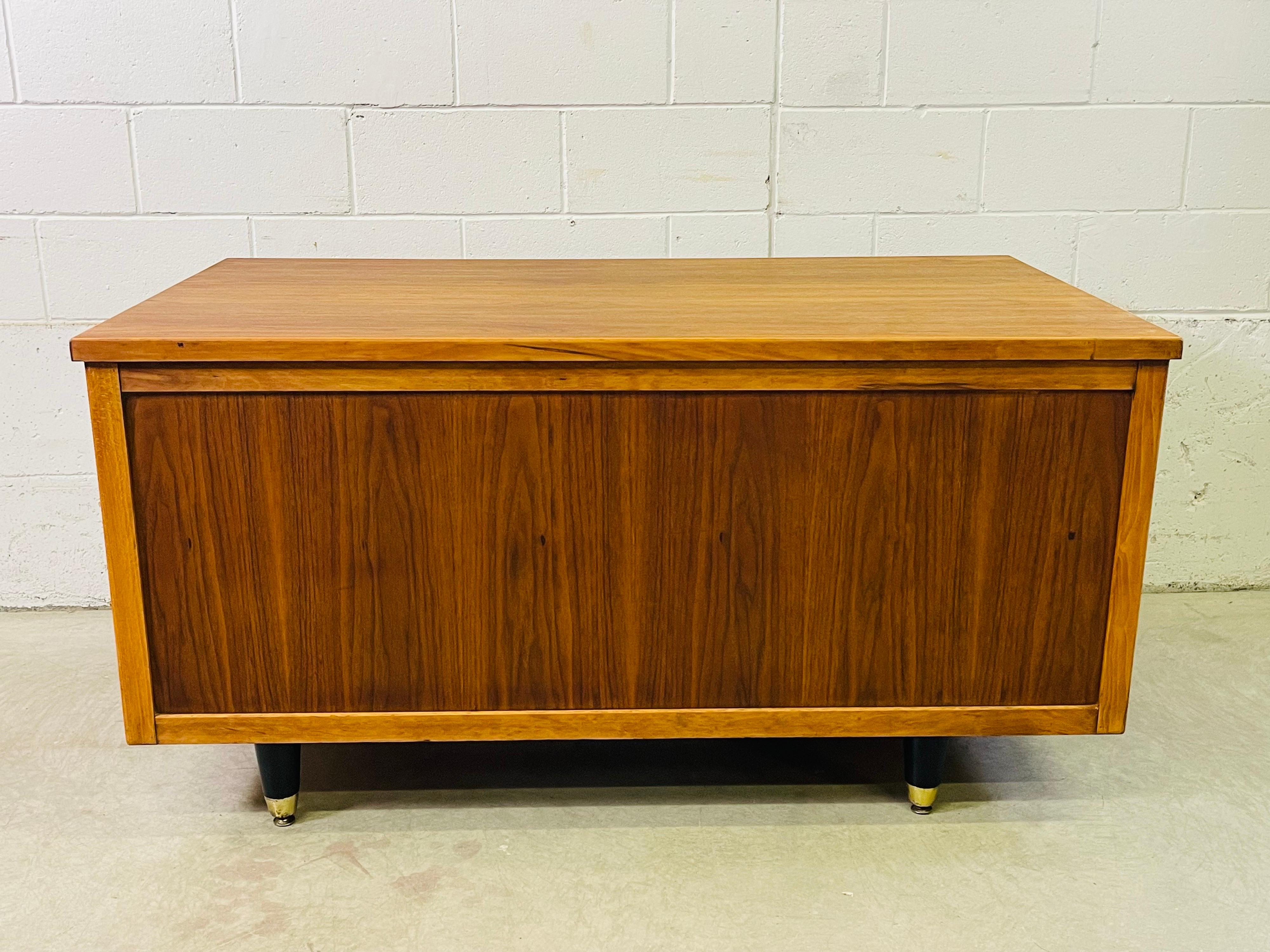 1950s Walnut Wood Tanker Desk 6