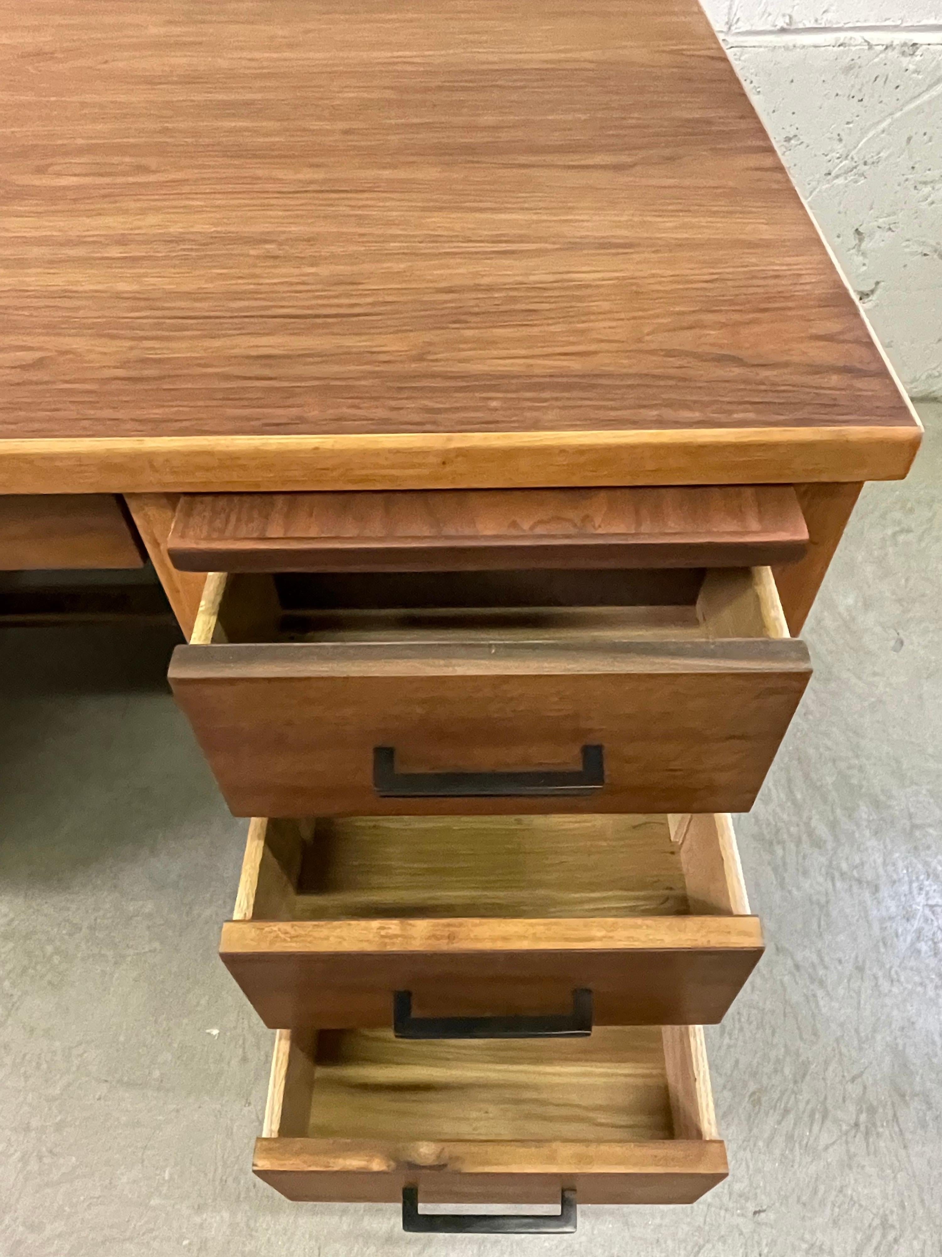 Mid-Century Modern 1950s Walnut Wood Tanker Desk