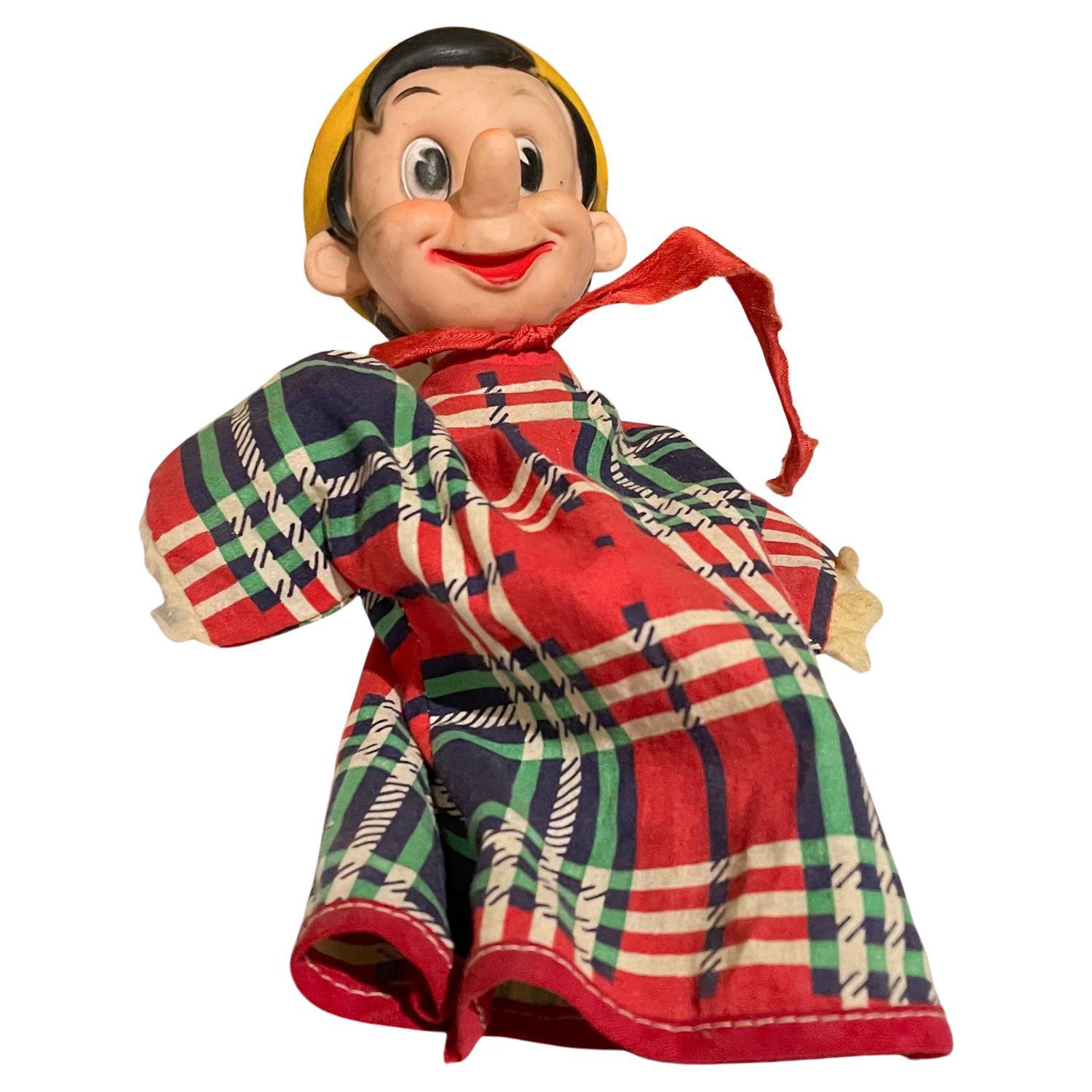 1950s Walt Disney's Pinocchio Plaid Hand Puppet by Gund Mfg Company New York