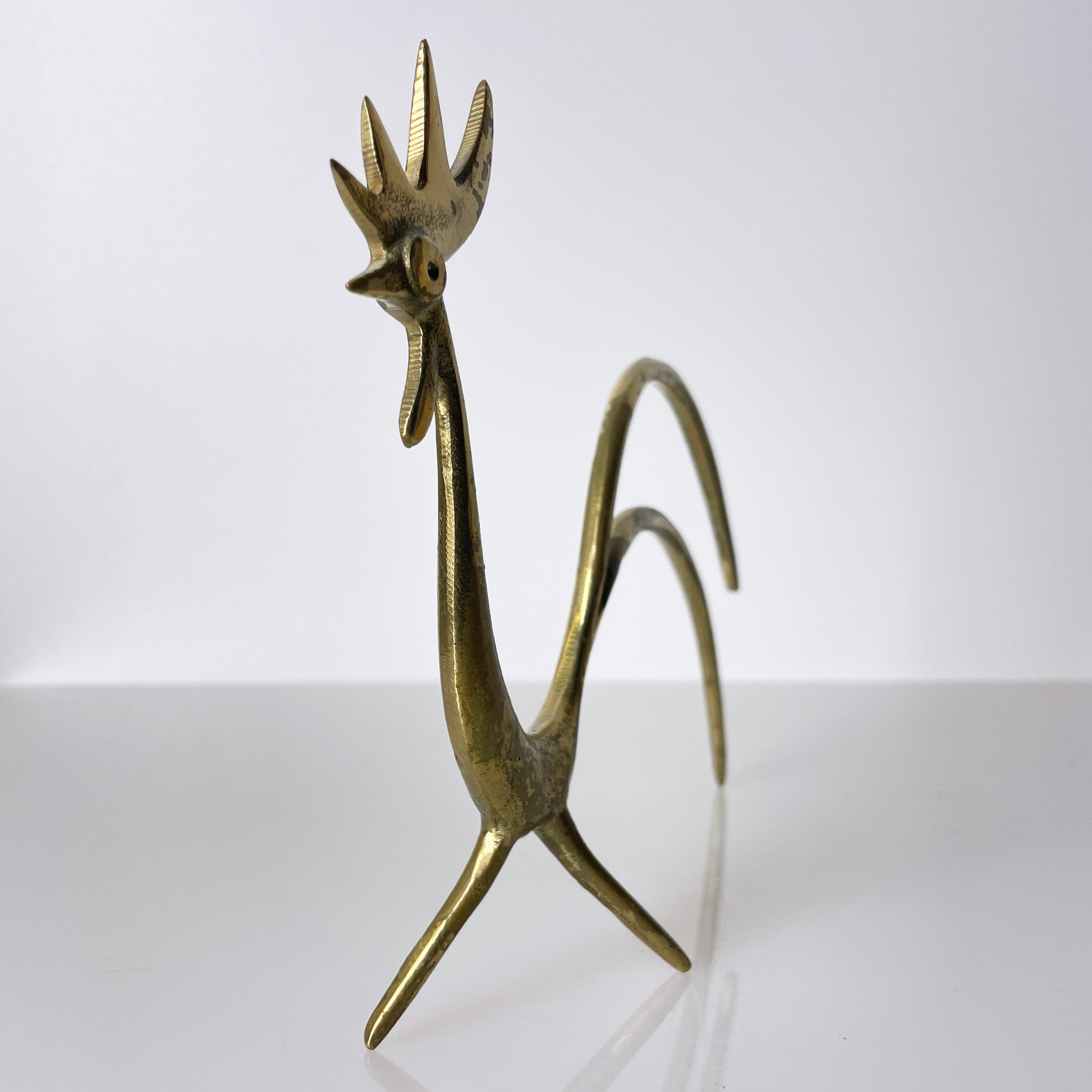 Mid-Century Modern 1950's Walter Bosse Solid Brass Rooster Figure