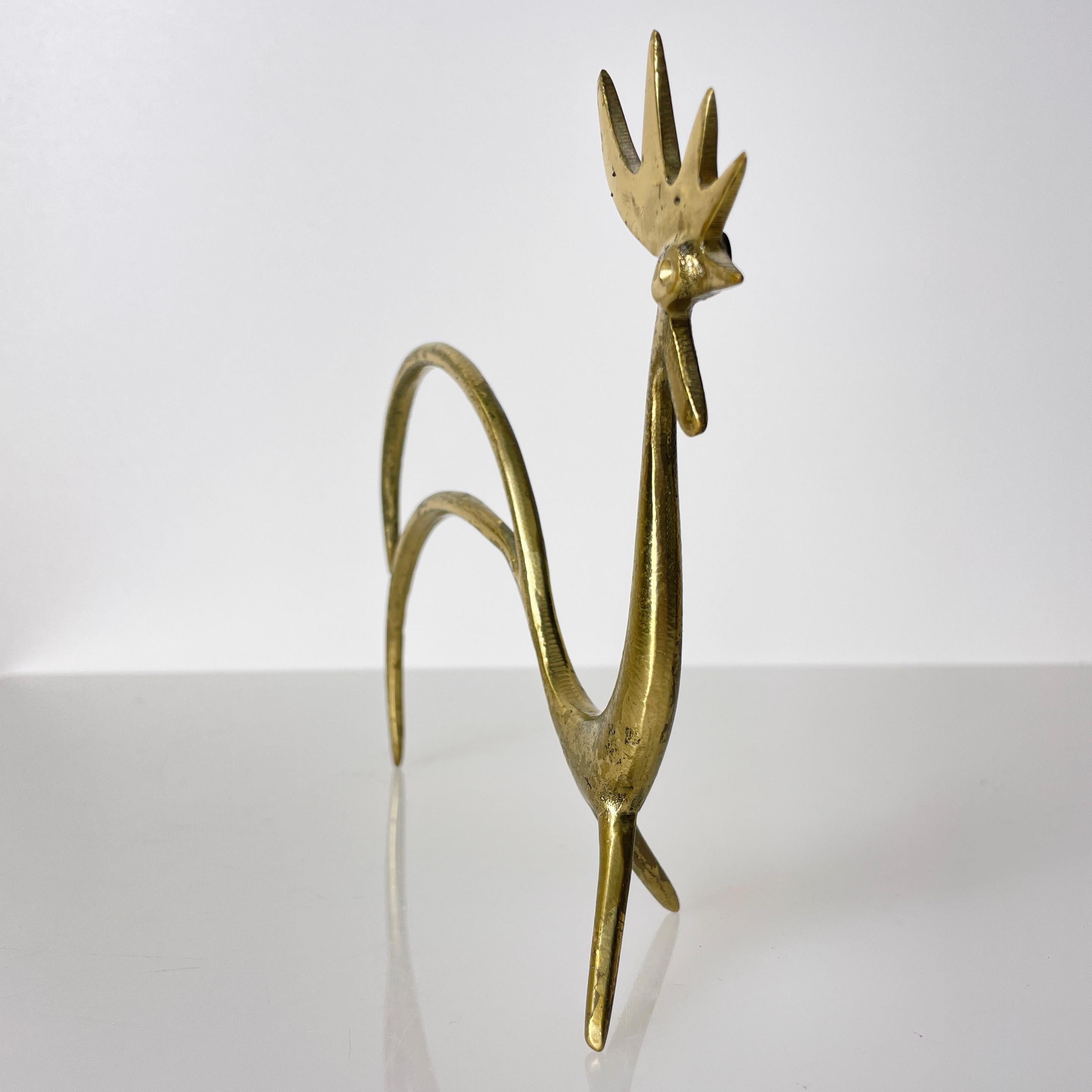 Austrian 1950's Walter Bosse Solid Brass Rooster Figure