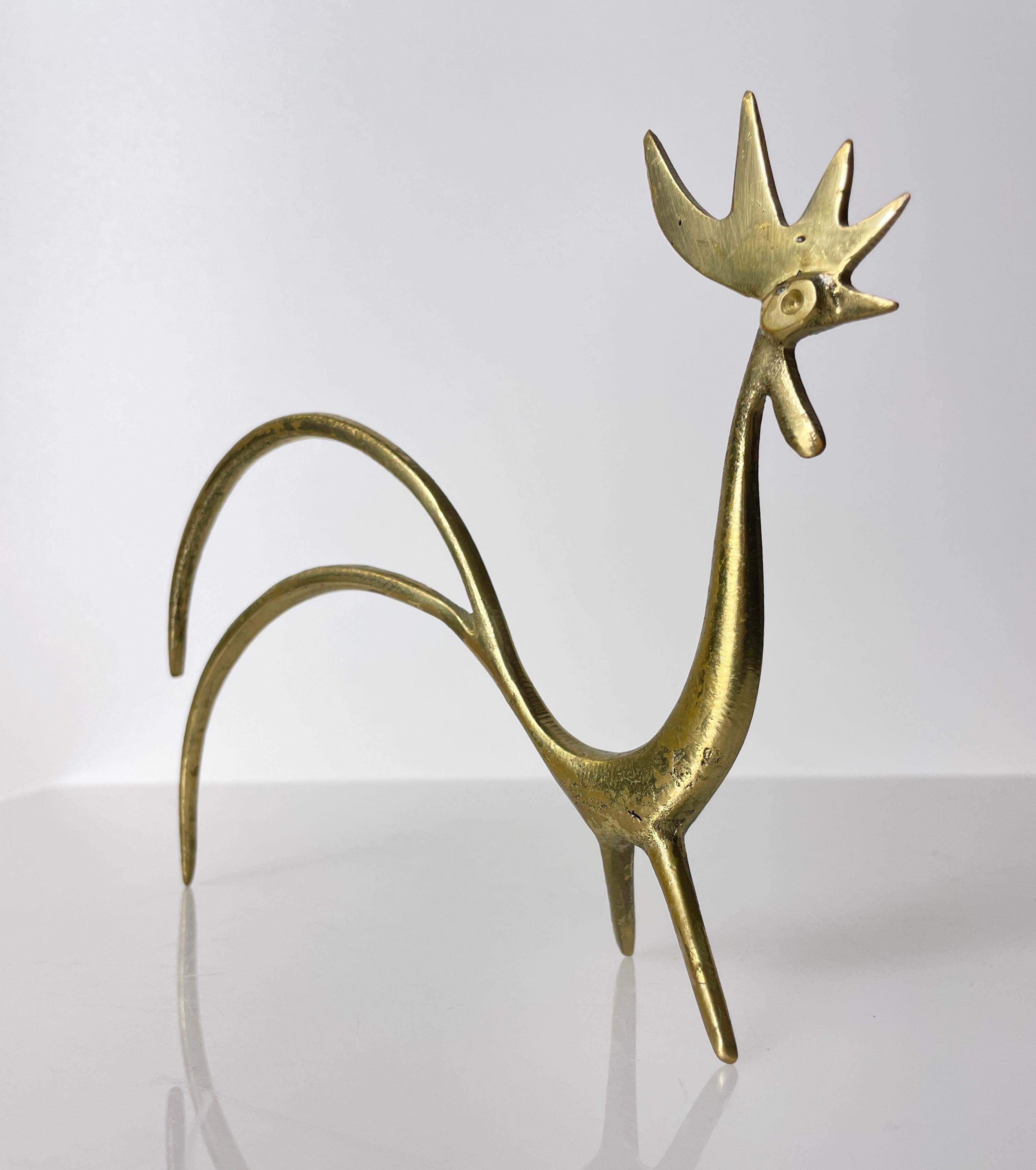 Mid-20th Century 1950's Walter Bosse Solid Brass Rooster Figure