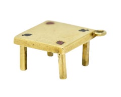 1950's Walter Lampl Enamel 14 Karat Gold Folding Card Table Charm