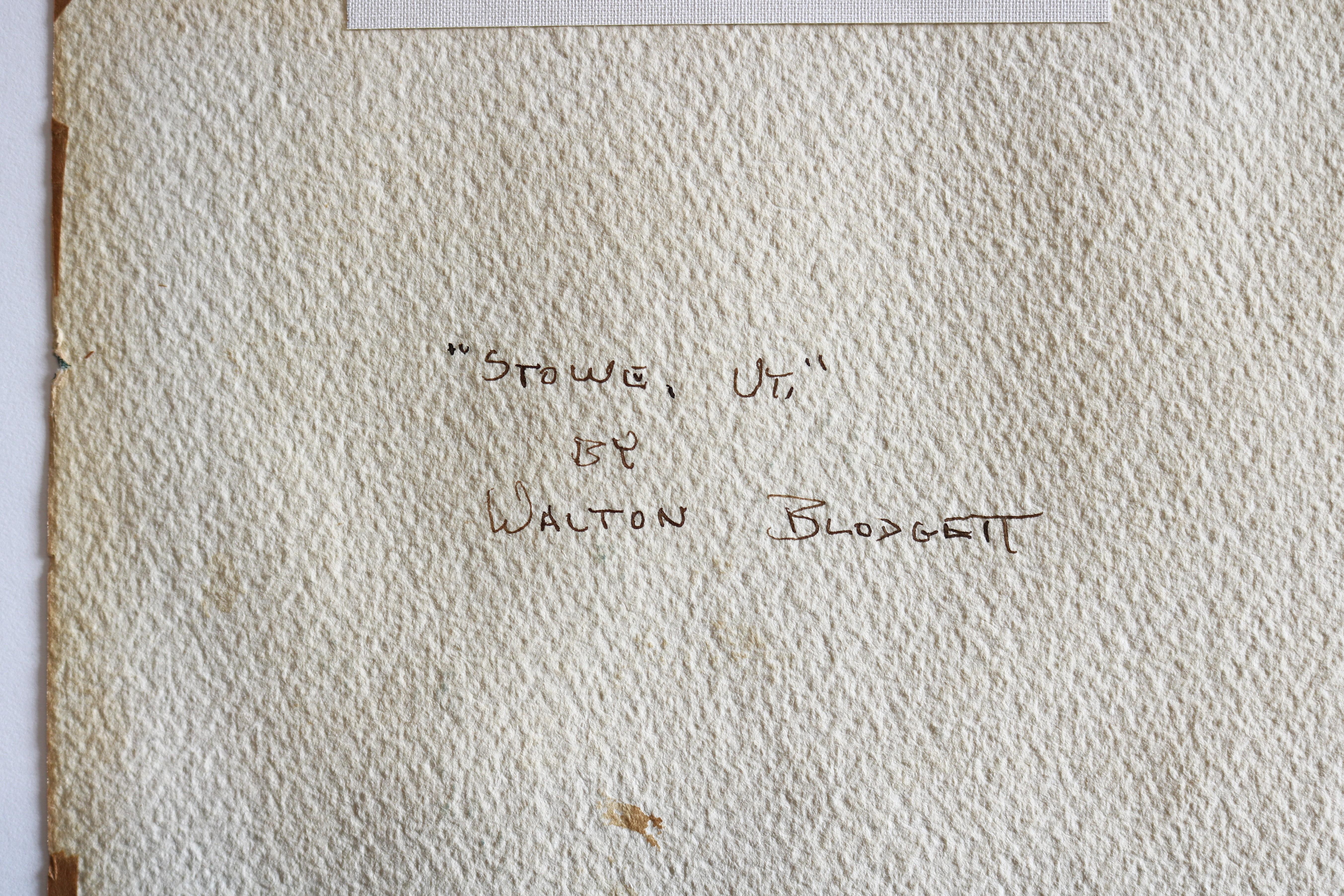 Años 50 Walton Blodgett Stowe Vermont Pintura original en acuarela sobre papel Firmada en venta 9
