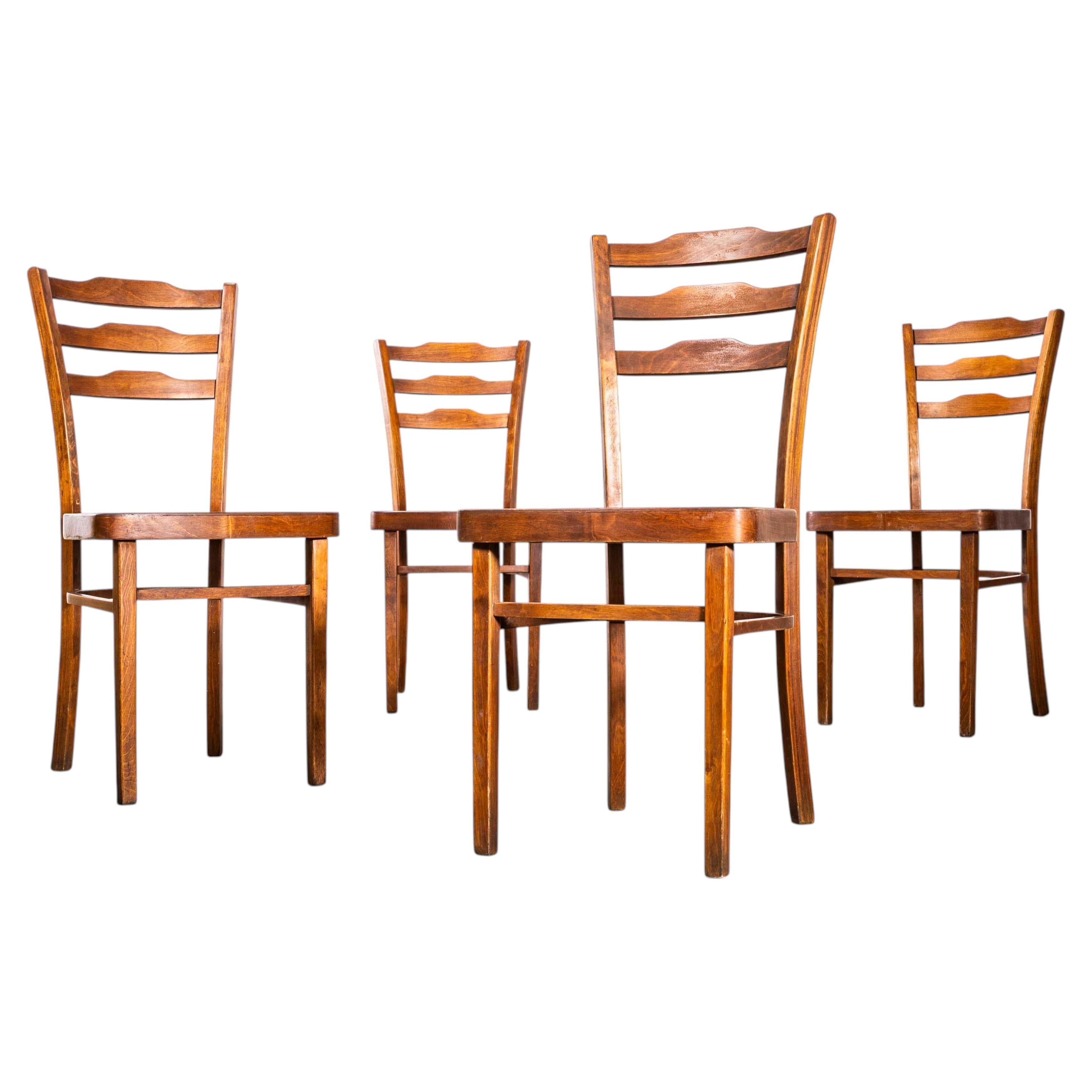 1950's Warm Oak Step Back Dining Chair - Set Of Four For Sale
