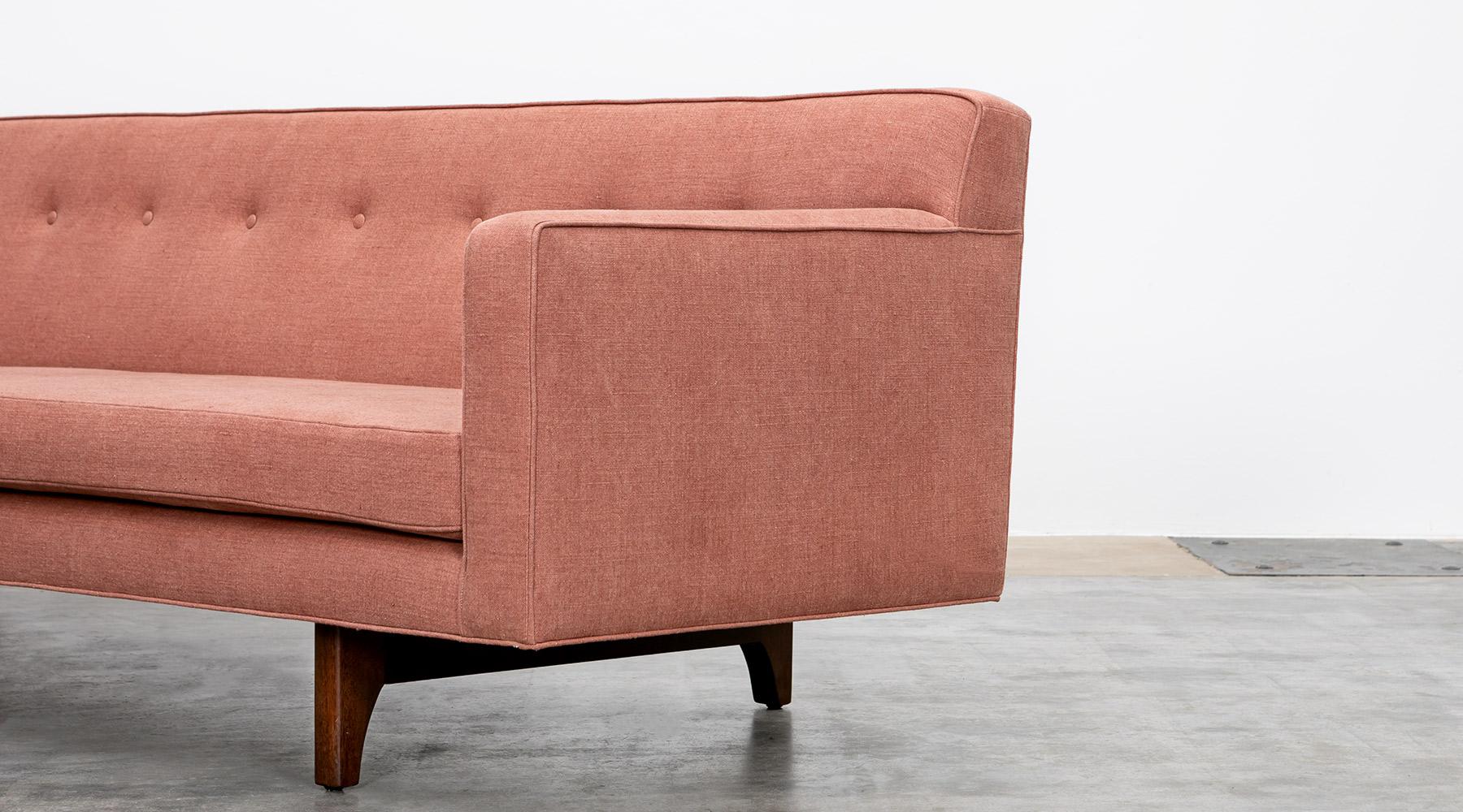 1950s Warm Pink Edward Wormley Sofa 'c' New Upholstery For Sale 4