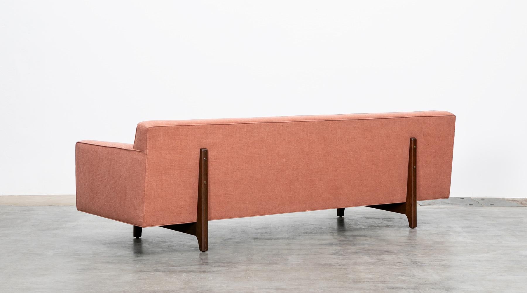 American 1950s Warm Pink Edward Wormley Sofa 'c' New Upholstery For Sale