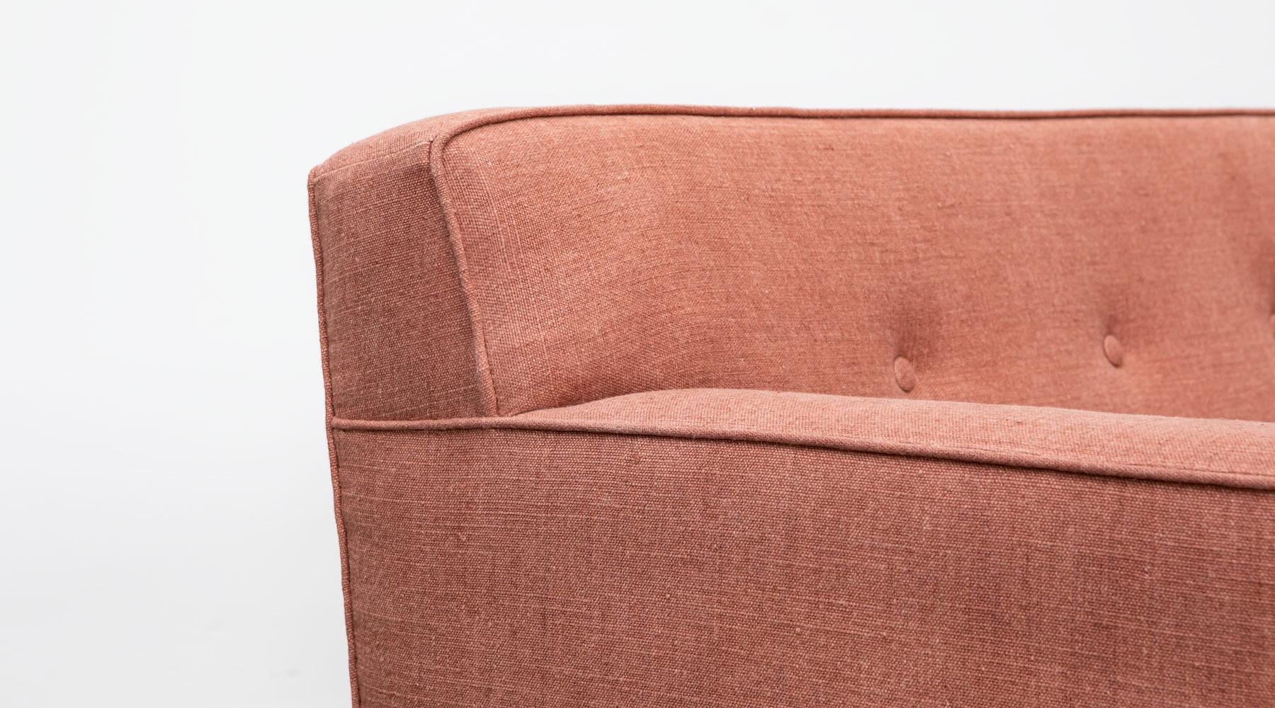 Mid-20th Century 1950s Warm Pink Edward Wormley Sofa 'c' New Upholstery For Sale