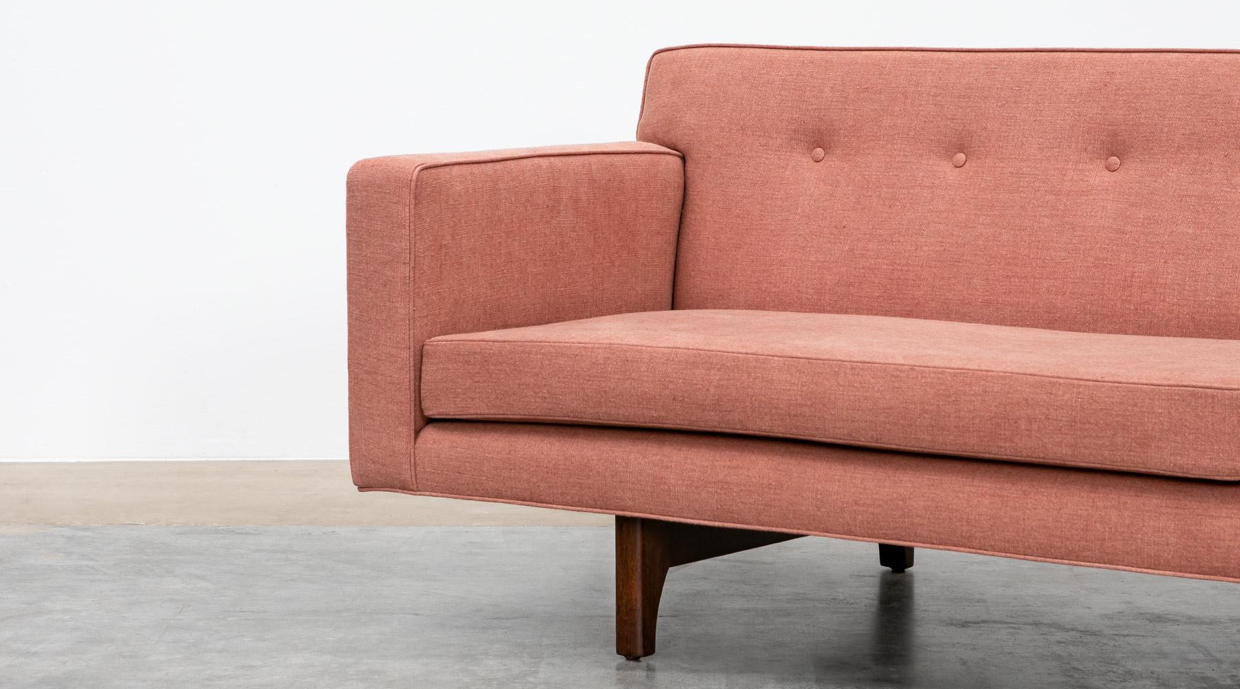 1950s Warm Pink Edward Wormley Sofa 'c' New Upholstery For Sale 1
