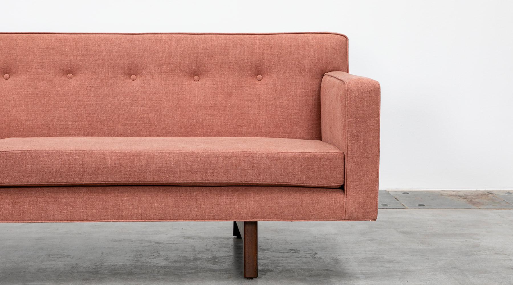 1950s Warm Pink Edward Wormley Sofa 'c' New Upholstery For Sale 2