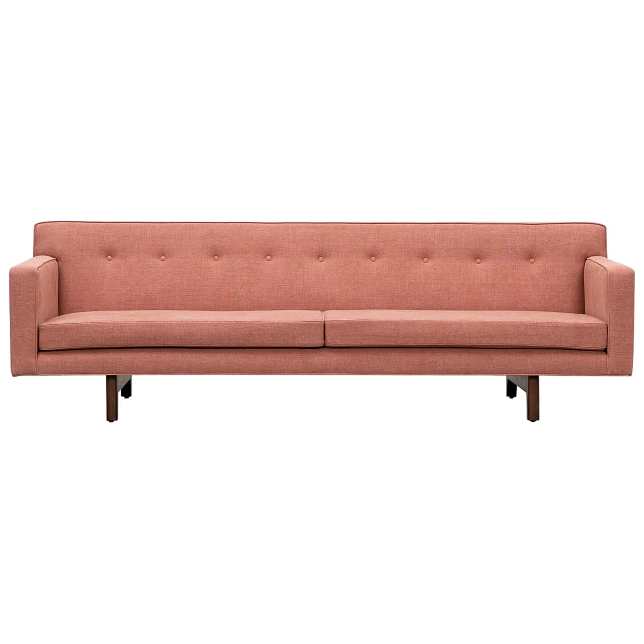 1950s Warm Pink Edward Wormley Sofa 'c' New Upholstery For Sale