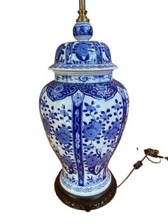 1950s Warren Kessler Chinoiserie Blue and White Table Lamp