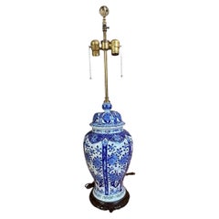 1950s Warren Kessler Chinoiserie Blue and White Table Lamp