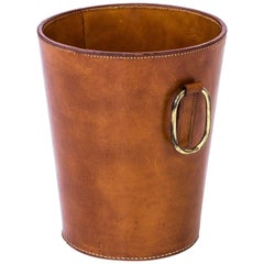 1950s Waste Paper Basket in Leather by Carl Auböck