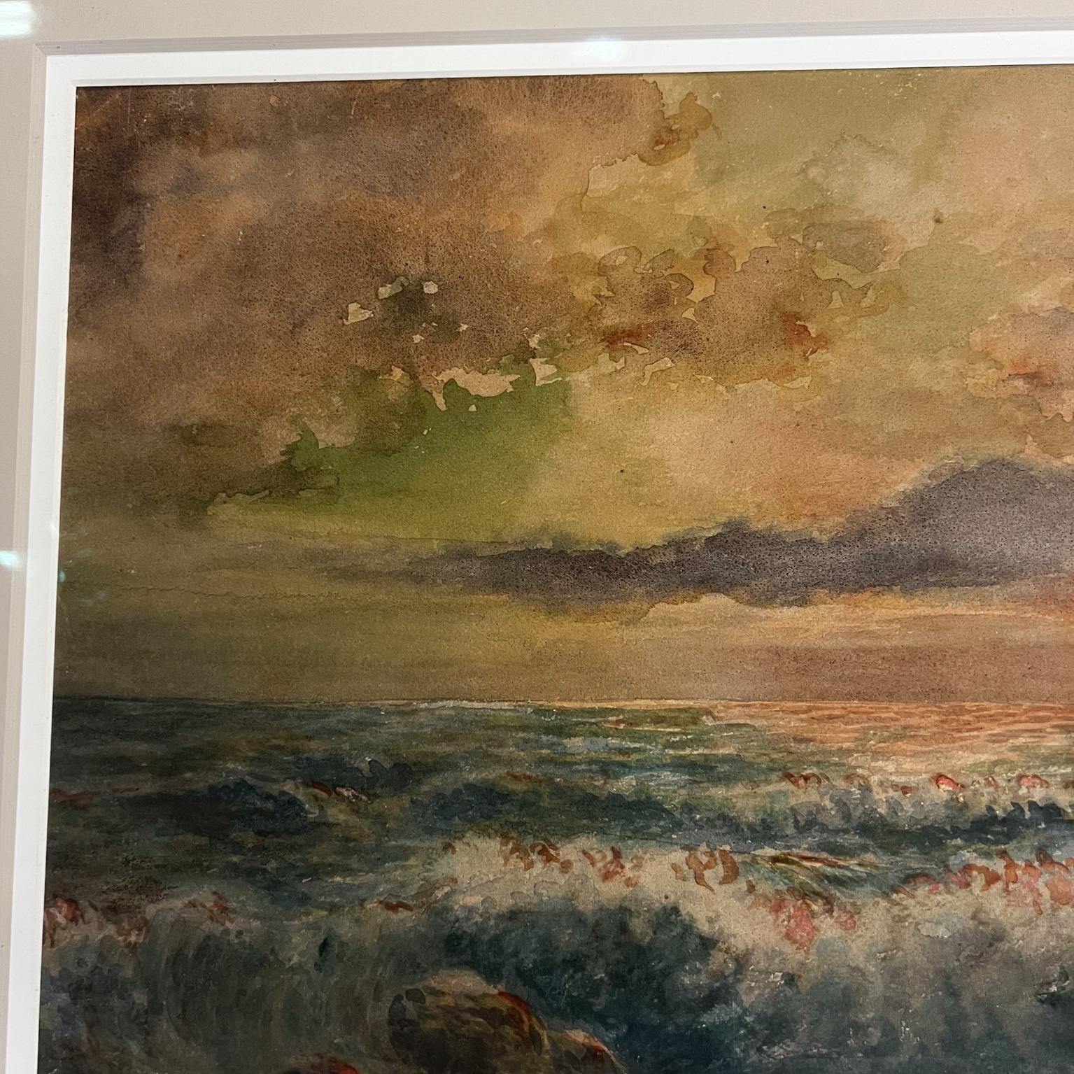 1950s Sophisticated Watercolor Seascape Artwork by Artist Wm Torrey In Good Condition In Chula Vista, CA
