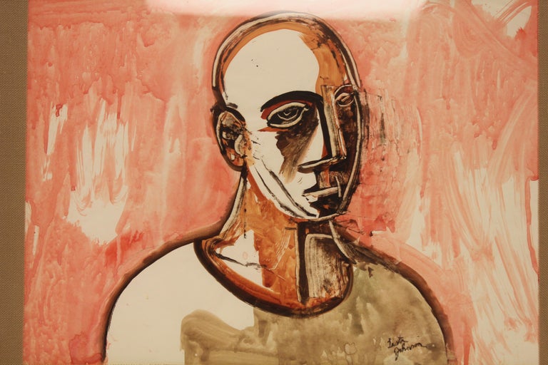 1950s Watercolor Portrait by Lester Johnson, 1919-2010 For ...