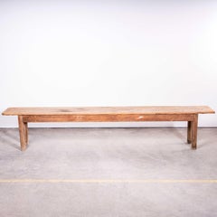 1950's Weathered French Pitch Pine Bench - Single
