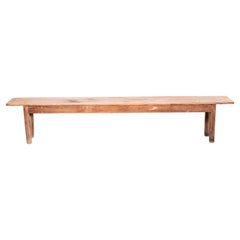 1950's Weathered French Pitch Pine Bench - Single