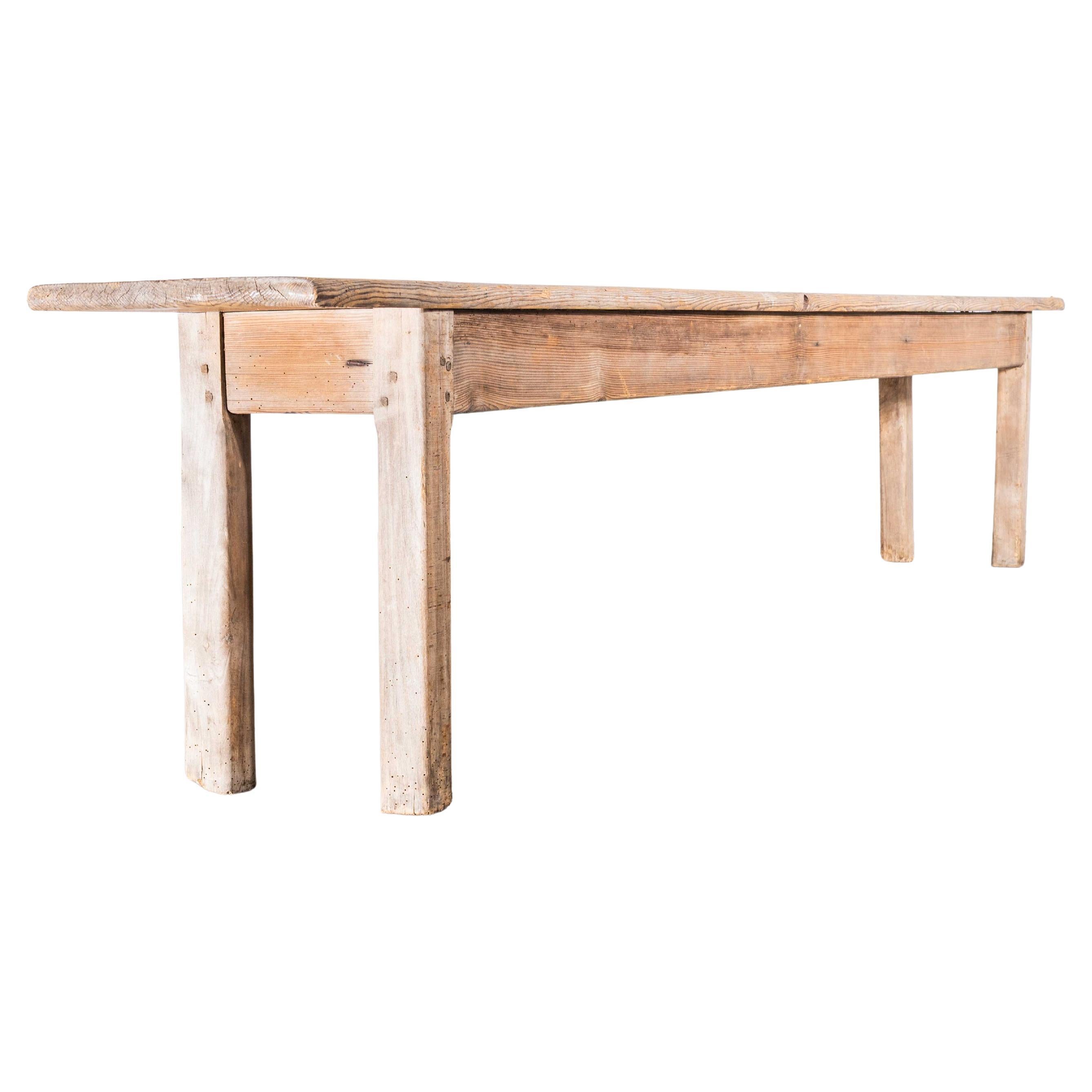 1950's Weathered French Pitch Pine Bench - Single