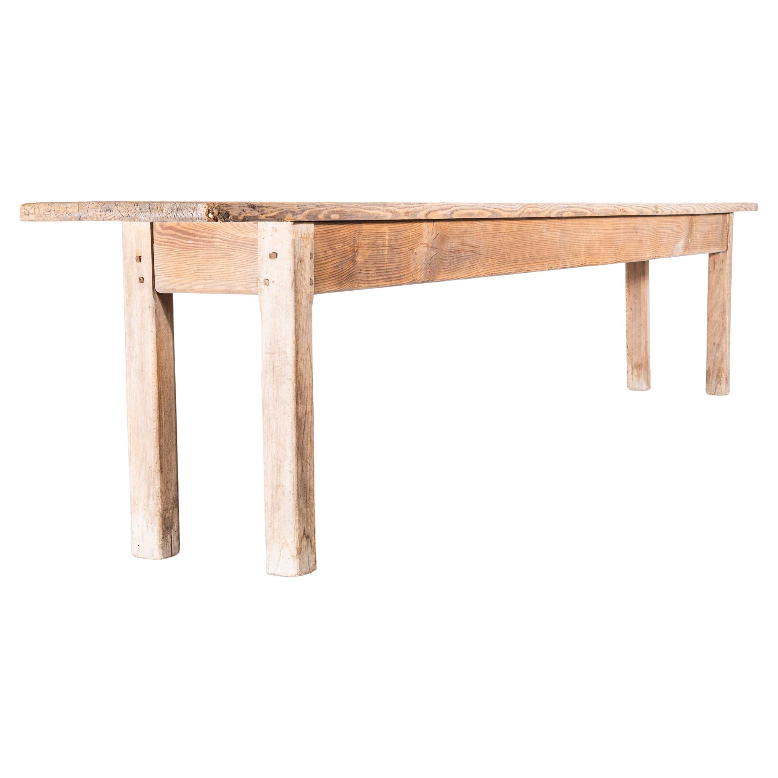 1950's Weathered French Pitch Pine Bench - Single