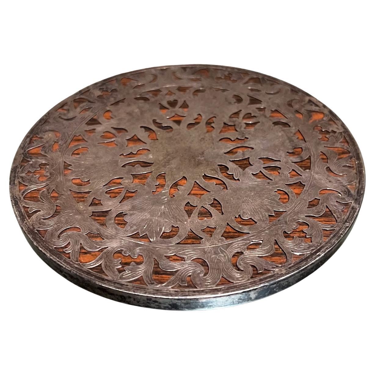 1950s Web Sterling Silver Embellished Trivet Hot Plate  For Sale