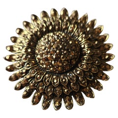 1950s Weiss Brooch Gold Starburst Diamanté Pavé