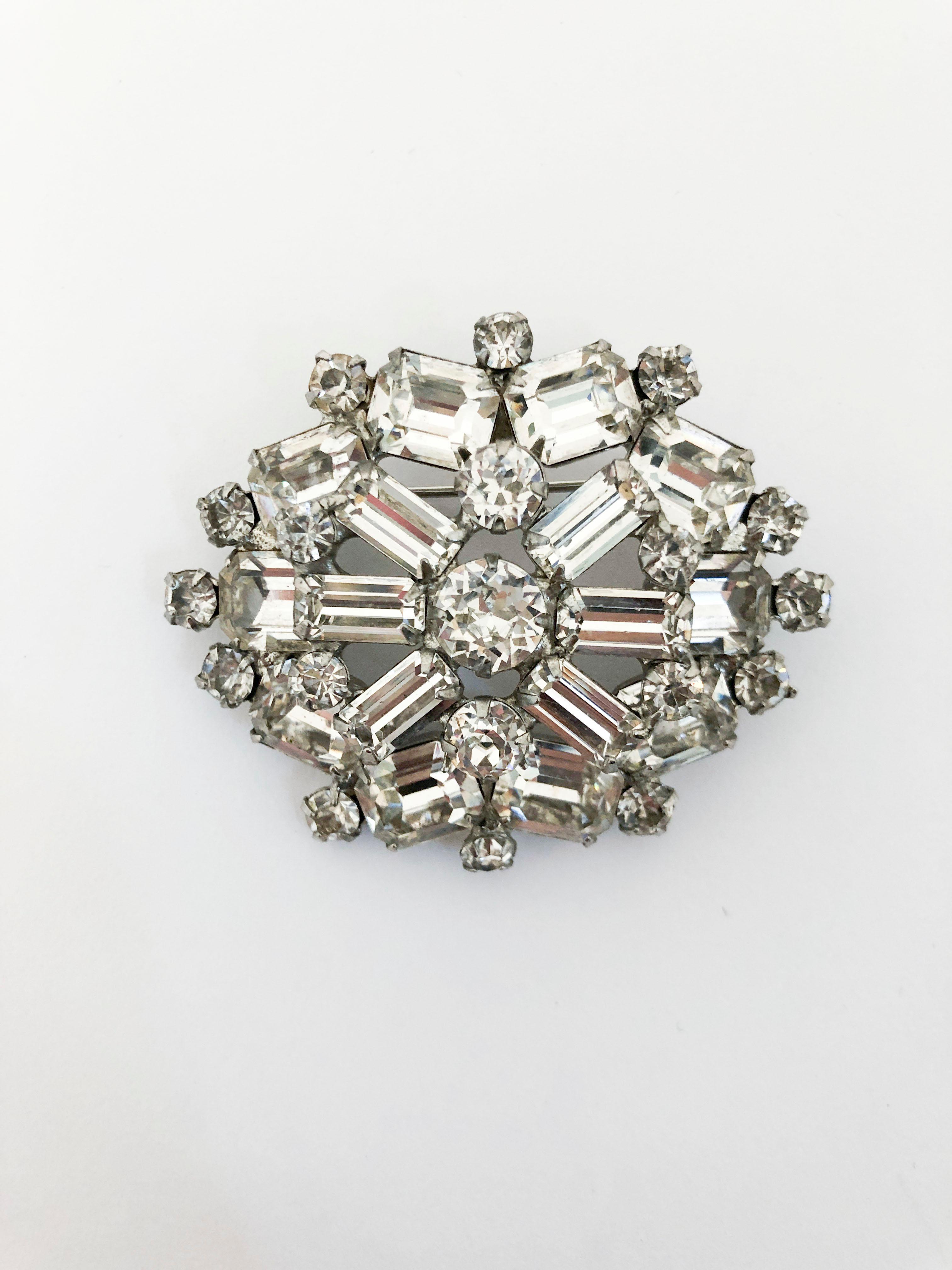 1950s Weiss Brooch with Clear baguettes and emerald cut rhinestones
