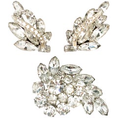 Retro 1950s Weiss Clear Rhinestone Set