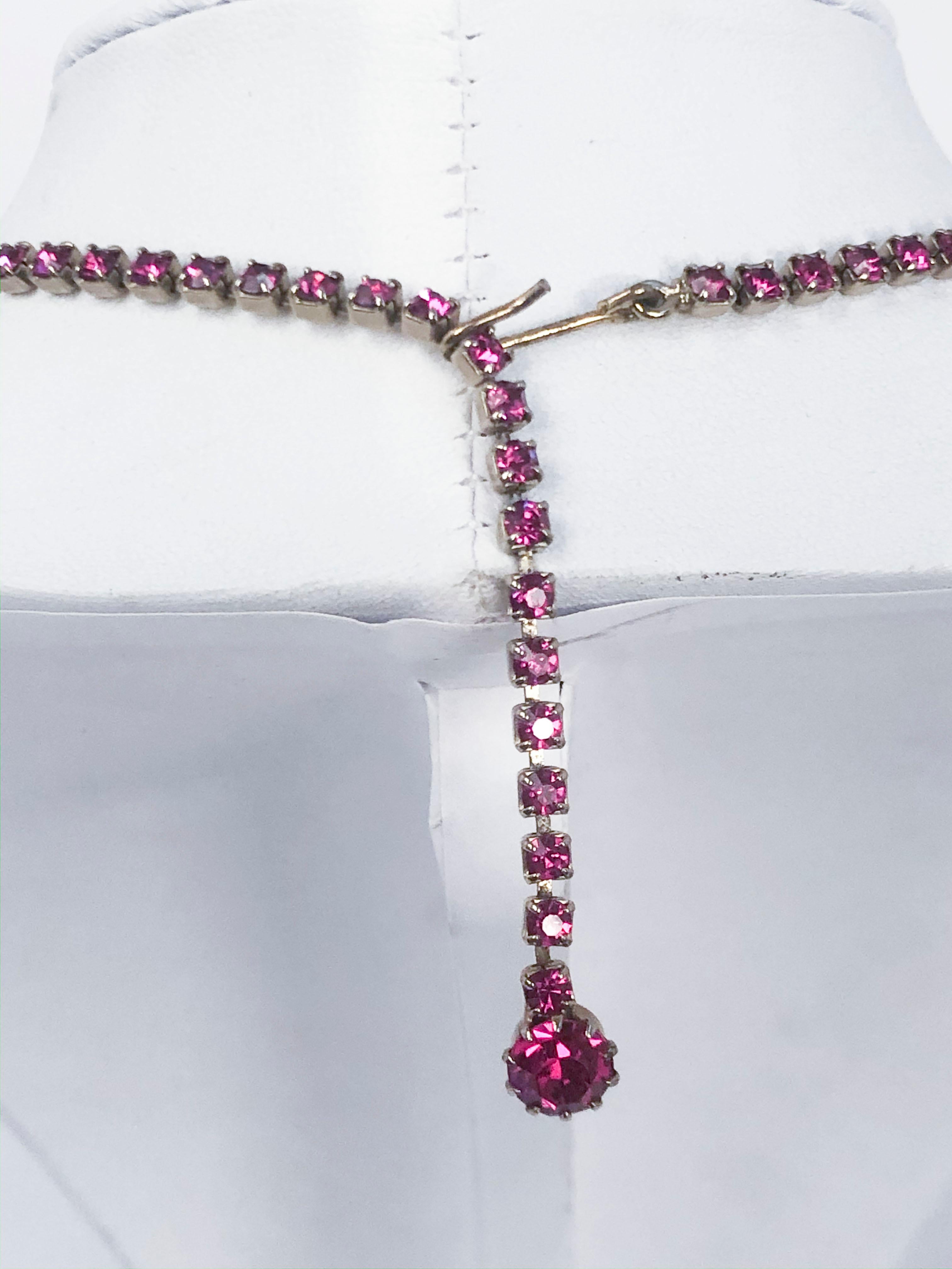 hot pink rhinestone necklace