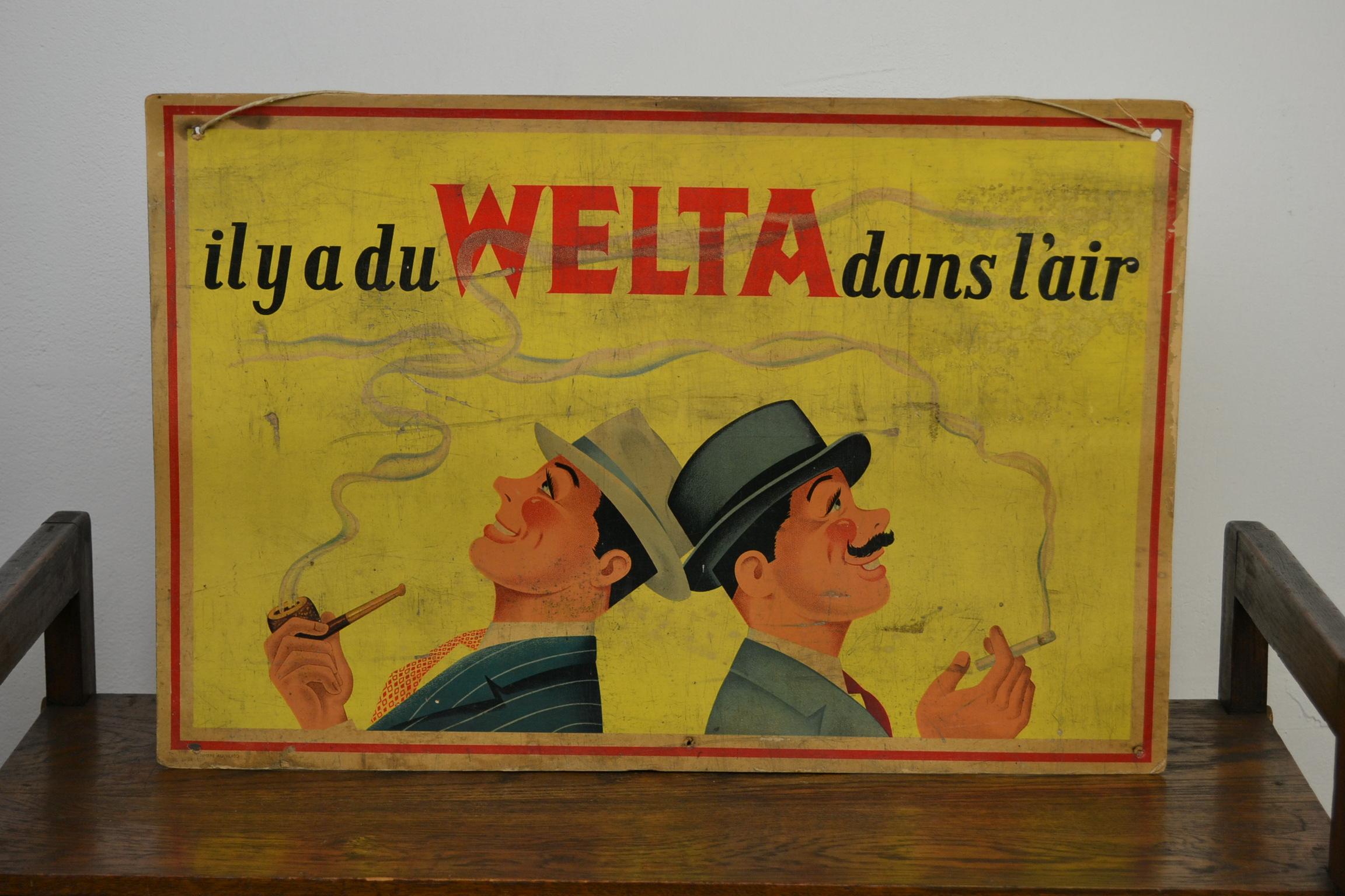 1950s Welta Tobacco Advertising Sign , Belgium  3