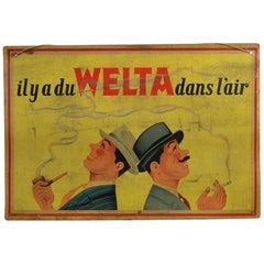 1950s Welta Tobacco Advertising Sign , Belgium