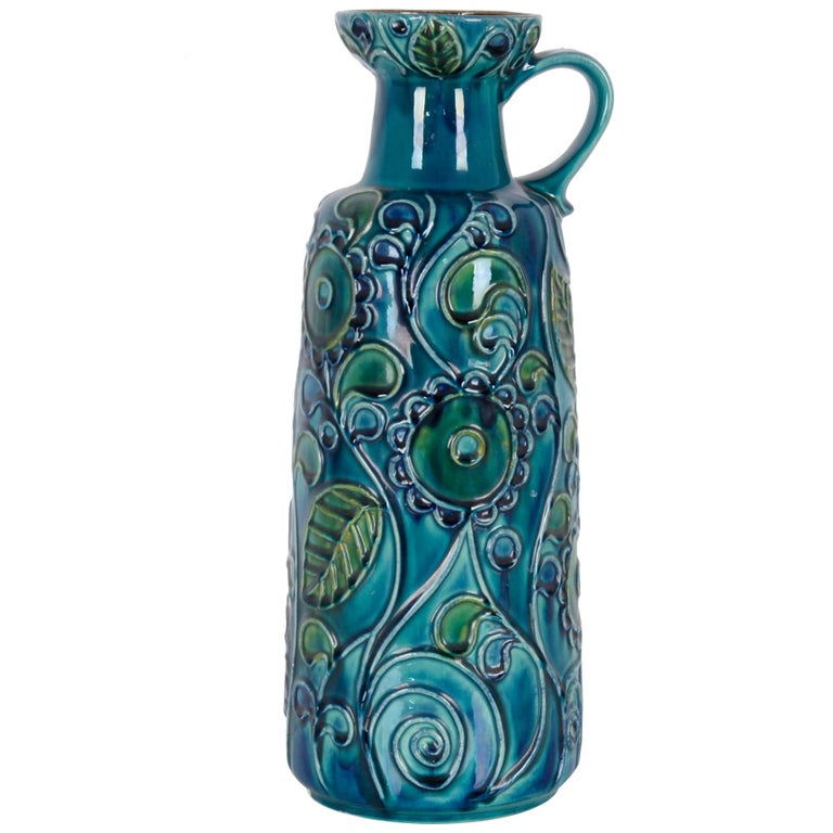 1950s West German Bay Keramik Blue Ceramic Vase at 1stDibs | bay keramik  vase, keramik pottery, 1950s vase