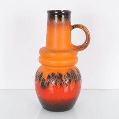 1950s West German Orange Ceramic Vase