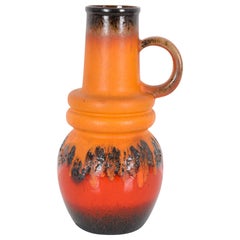 1950s West German Orange Ceramic Vase