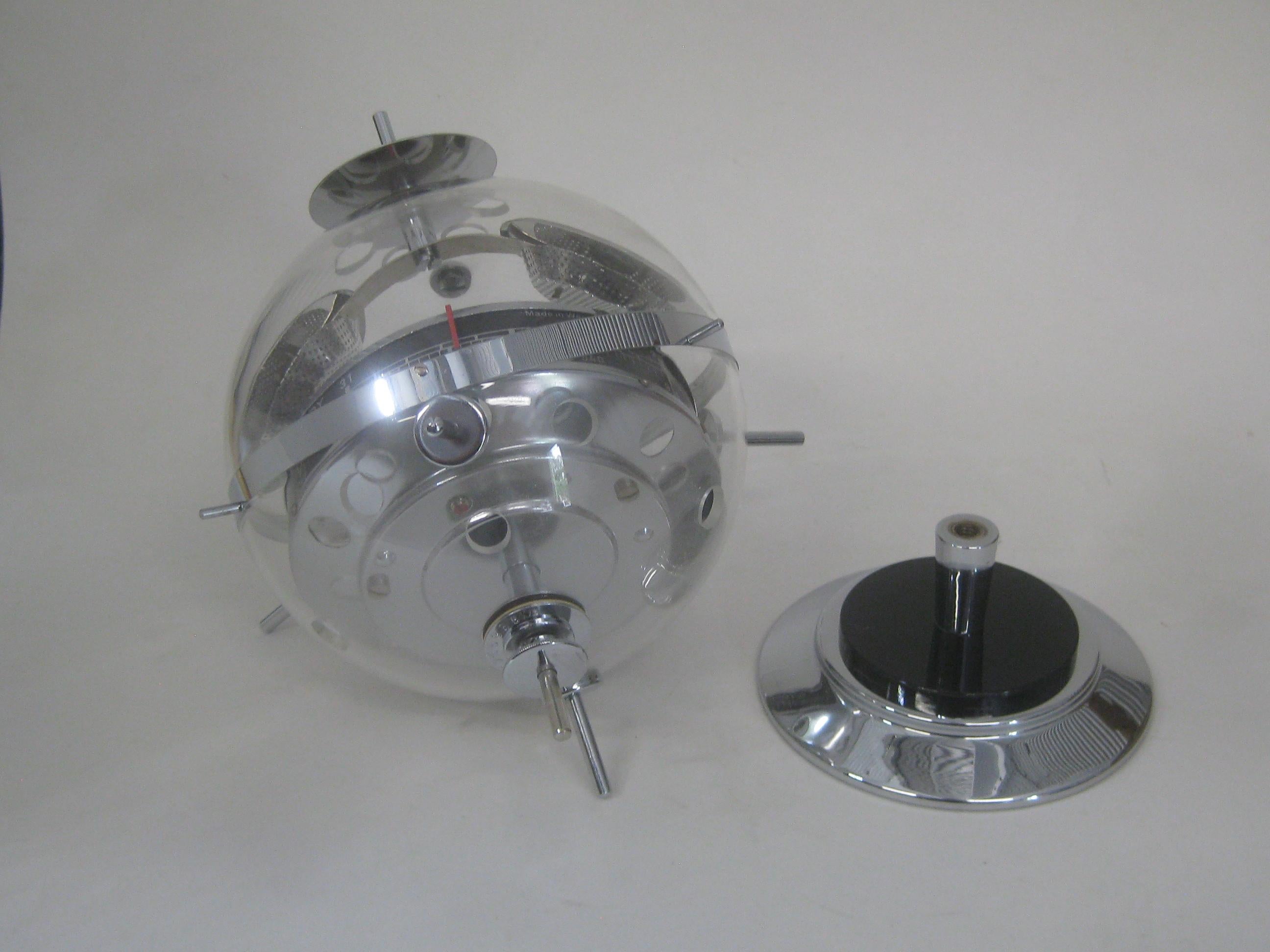 1950s West Germany Crome Sputnik Space Age Barometer Thermometer Weather Station 3