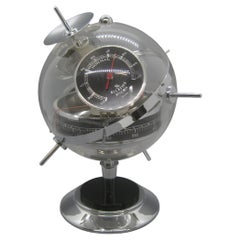 Crome Sputnik, Allemagne de l'Ouest des années 1950, baromètre thermomètre de l'ère spatiale, station météo