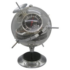 Vintage 1950s West Germany Crome Sputnik Space Age Barometer Thermometer Weather Station