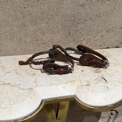 1950s Champion Cowboy Spurs Forged Iron Leather Brass