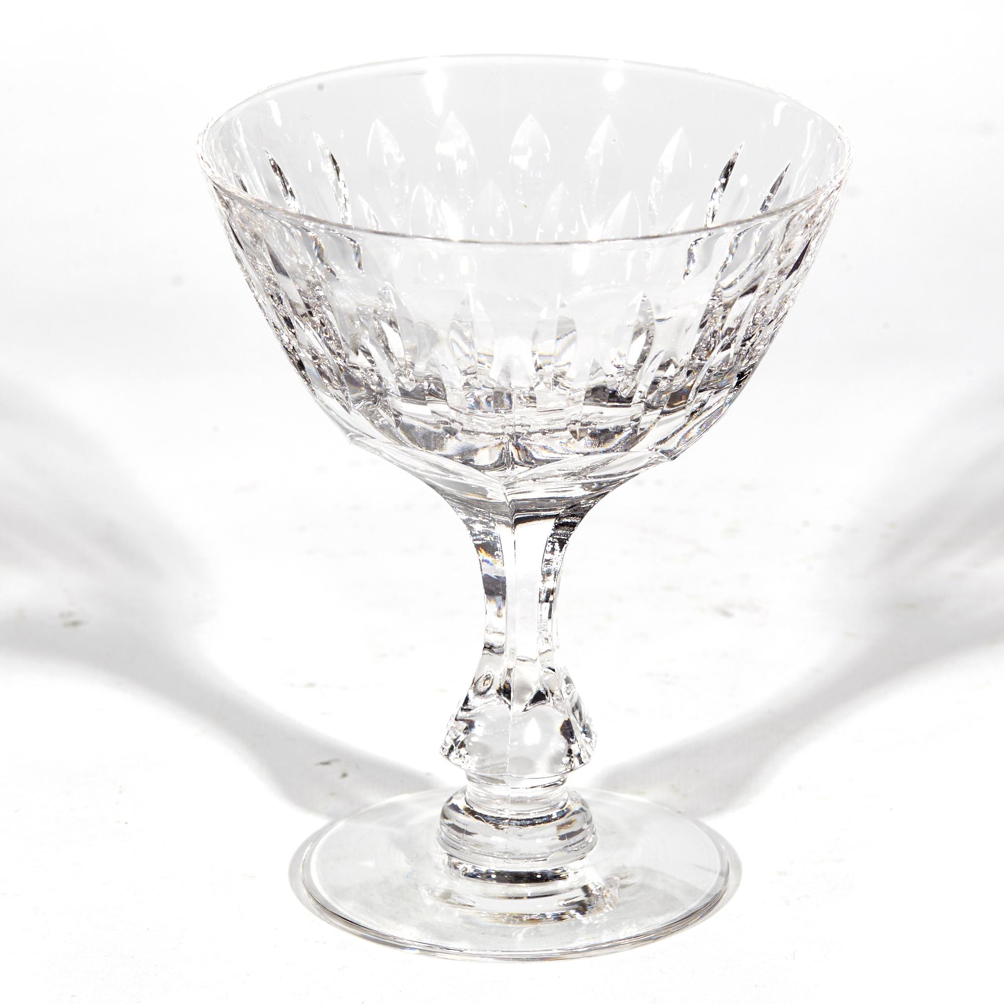 Mid-Century Modern 1950s Wheel-Cut Glass Coupes, Set of 6 For Sale