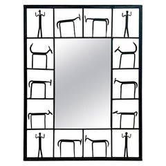 1950's Whimsical Frederic Weinberg Iron Frame Butalist wall Mirror