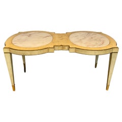 Insert en marbre fantaisiste des années 1950  / Table basse en bois