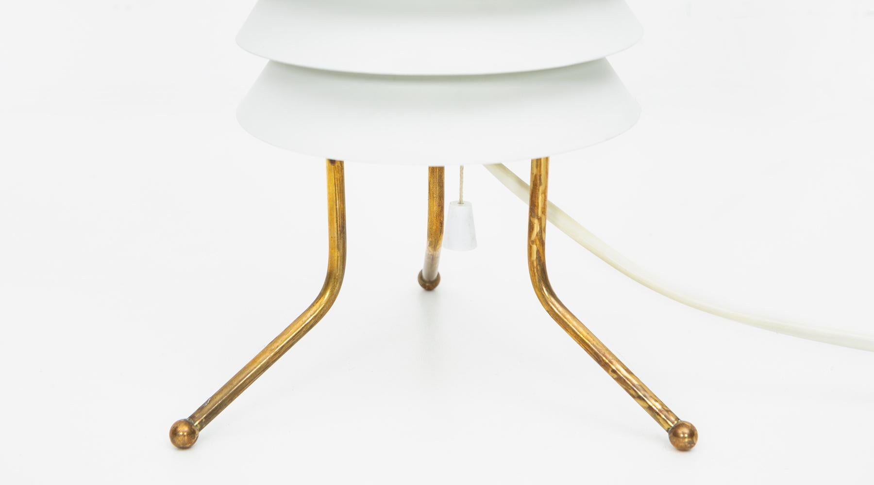 Lacquered 1950s White Aluminum Table Lamp by Ilmari Tapiovaara 'b' For Sale