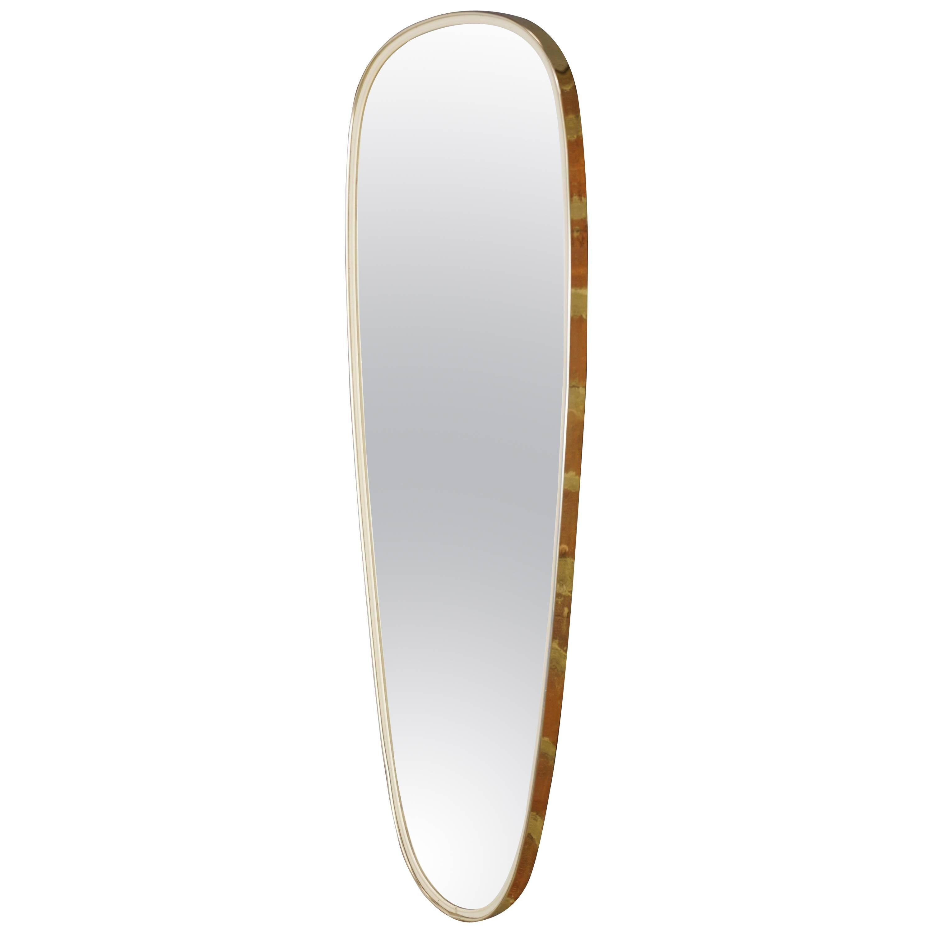 1950s White and Brass Mirror
