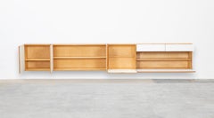 1950s White Cherrywood Sideboard Wallmounted by Philippon / Lecoq