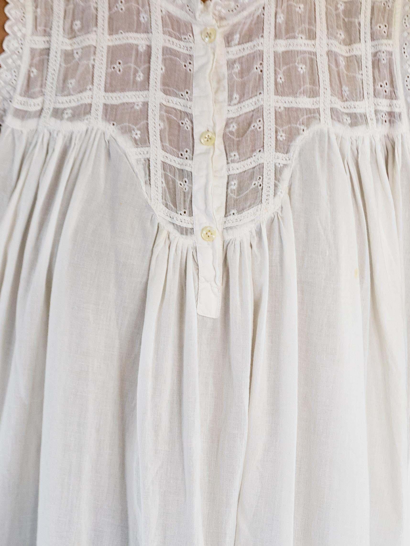 1950S White Cotton Victorian Style Baby Doll Negligee For Sale 3