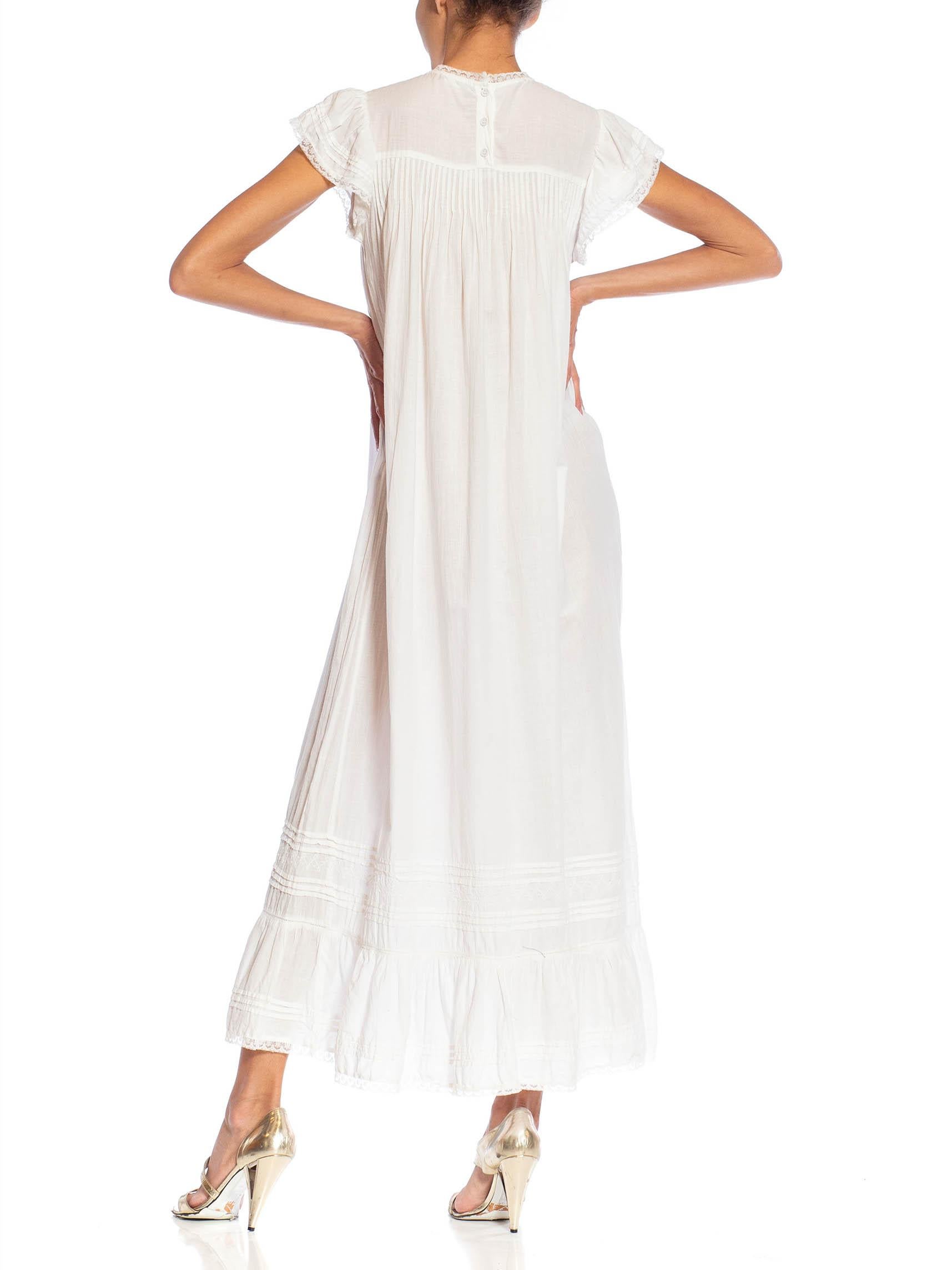 1950S White Cotton Victorian Style Night Shirt Dress 7