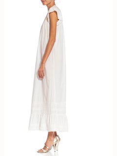 1950S White Cotton Victorian Style Night Shirt Dress